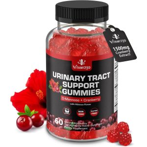 Potent Cranberry Gummies 1500mg with D Mannose   Urinary Tract Health for Women & Men Urinary Flush & Bladder Fast Acting Support Supplements with Hibiscus Powder 60 Count