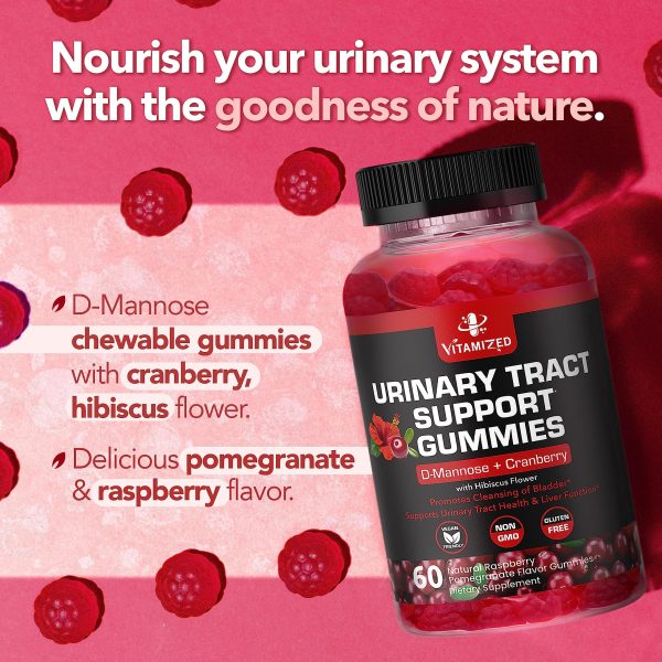 Potent Cranberry Gummies 1500mg with D Mannose   Urinary Tract Health for Women & Men Urinary Flush & Bladder Fast Acting Support Supplements with Hibiscus Powder 60 Count - Image 5