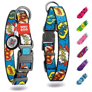 Nylon Dog Collar   Adjustable Dog Collar for Large Dogs Small & Medium Dogs   Breakaway Puppy Collars for Large Breed Dogs   Boy & Girl Dog Collars with Durable Plastic Buckle and QR Dog Tag