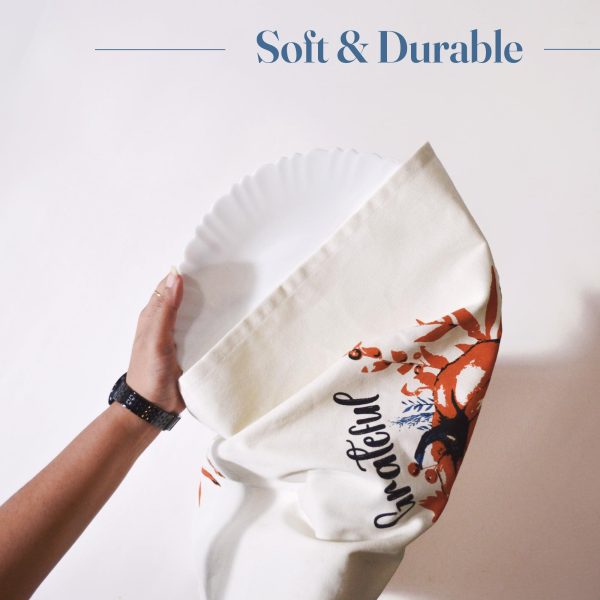 Set of 2 Thankful & Grateful Printed Dish Towels Hand Towels Boho Tea Towels   Multifunctional Stylish Absorbent Quick Dry Soft 18  x28  100% Cotton Blue & Orange - Image 4