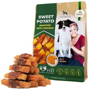 Dog Sweet Potato Wrapped with Chicken & Pet Natural Chew Treats   Grain Free Organic Meat & Human Grade Dried Snacks in Bulk   Best Twists for Training Small & Large Dogs   Made for USA (Sweet Potato)