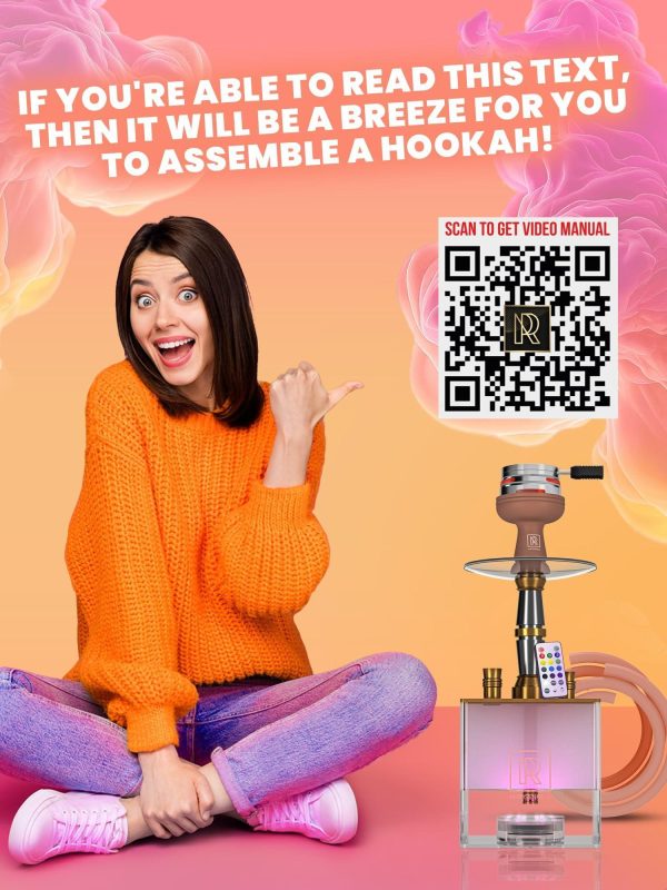 Rose Gold Hookah Set 2 Hose   YADO Square Hookah To Go with Hookah Charcoal Holder Heat Management Device and Big Rose Silicone Hookah Bowl and Bag for Shisha Portable Hookah Set with Everything - Image 8