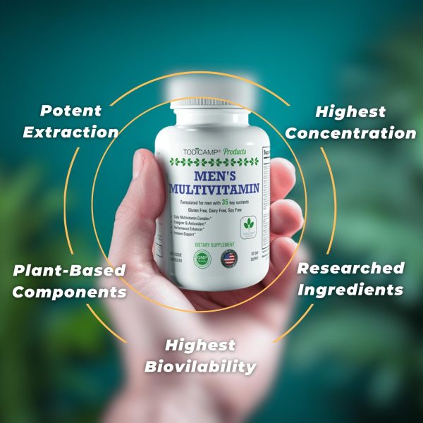 Men's Multivitamin & Mineral Complex with Plant Based Extracts   Multivitamin for Men Improves Overall Health Antioxidant & Natural Body Support   60 Capsules   30 Day Supply - Image 3