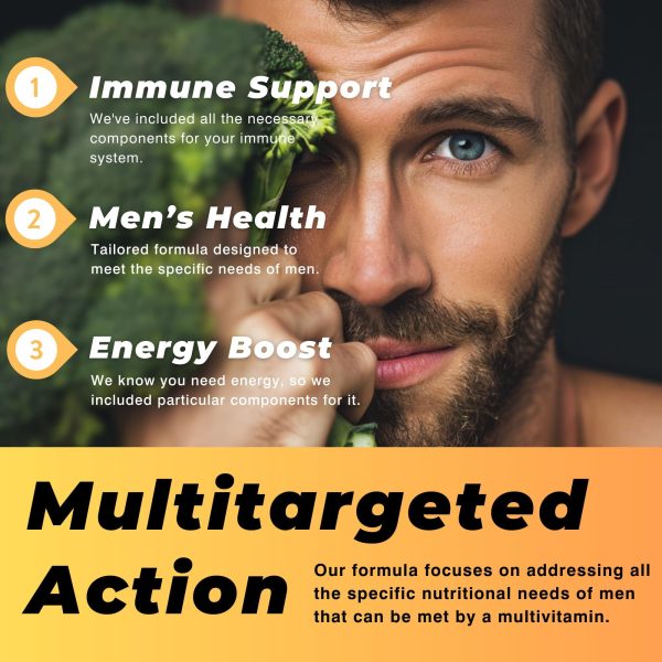 Men's Multivitamin & Mineral Complex with Plant Based Extracts   Multivitamin for Men Improves Overall Health Antioxidant & Natural Body Support   60 Capsules   30 Day Supply - Image 5