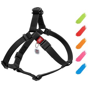 WAUDOG Waterproof Dog Harness   Adjustable Dog Harness for Large Dogs Small and Medium Dogs   Heavy Duty Dog Harness with Durable Metal Clasp and QR Dog Tag   Boy & Girl Dog Harness   Black (20 32in)