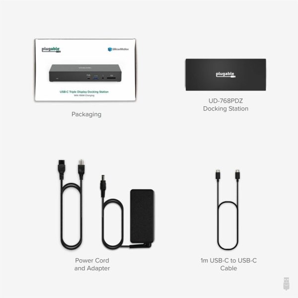 Plugable 13-in-1 USB-C Triple Monitor Laptop Docking Station with 100W Charging, 20W USB-C Charging - 3x HDMI - Image 7