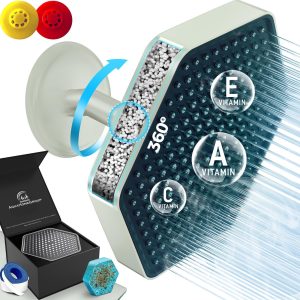 Luxury Filtered Shower Head   High Pressure Rain Showerhead with Filter for Chlorine Rust Sediments   Water Filter Shower Head with Vitamin C E A (Patent Pending) (Brushed Nickel)