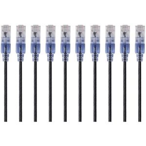 Monoprice 10-Pack, SlimRun Cat6A Ethernet Network Patch Cable, 1ft Black