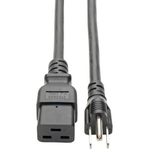 Eaton Tripp Lite Series Computer Power Cord, C19 to NEMA 5-15P - Heavy-Duty, 15A, 125V, 14 AWG, 10 ft. (3.05 m), Black