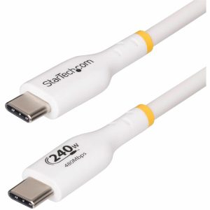 StarTech.com 13ft White USB-C Charging Cable, USB-IF Certified USB C Cable, 240W PD EPR, USB 2.0 Type-C Laptop Charger Cord, TPE Jacket