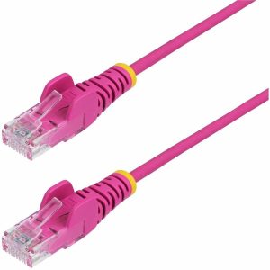 StarTech.com 1ft Pink Slim CAT6 Ethernet Cable, Slim Snagless RJ45, UTP, LSZH, 28AWG Bare Copper, Slim Network Patch Cord, Fluke Tested