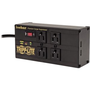 Eaton Tripp Lite Series Isobar 4-Outlet Surge Protector, 8 ft. (2.43 m) Cord, Right-Angle Plug, 3330 Joules, 2 USB Ports, Metal Housing