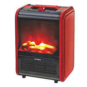 Optimus H-9300RD 1,200-Watt-Max Mini Electric Flame-Effect Fireplace Heater, H-9300 (Red)