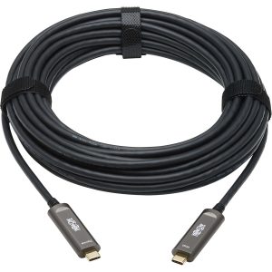 Eaton Tripp Lite Series USB-C AOC Cable (M/M) - USB 3.2 Gen 2 (10 Gbps) Plenum-Rated Fiber Active Optical Cable - Data Only, Backward Compatible, Black, 15 m (49 ft.)