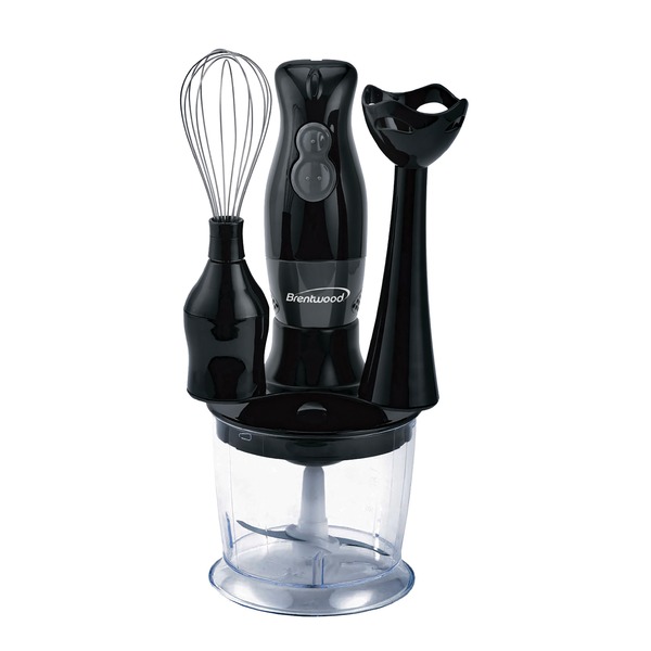 Brentwood HB-38BK 2-Speed Hand Blender and Food Processor with Balloon Whisk, Black