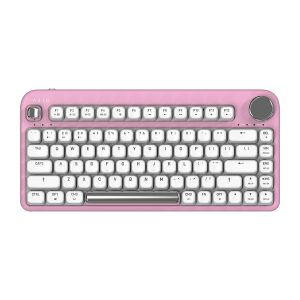 Azio IK408 IZO Bluetooth and USB Mechanical Computer Keyboard with Blue Switches, for Mac and PC, Mini (Pink Blossom)