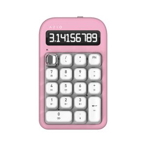 Azio IN408 IZO Number Pad/Standalone Calculator with Red Switches, Bluetooth and USB (Pink Blossom)