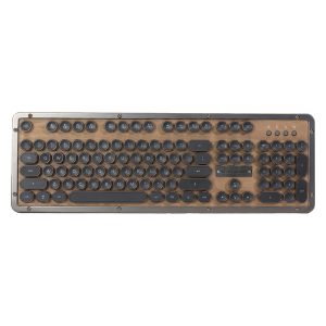 Azio MK-RETRO-W-01B-US Retro Classic Bluetooth/USB Hybrid Computer Keyboard for Mac and PC, Backlit (Elwood Wood)