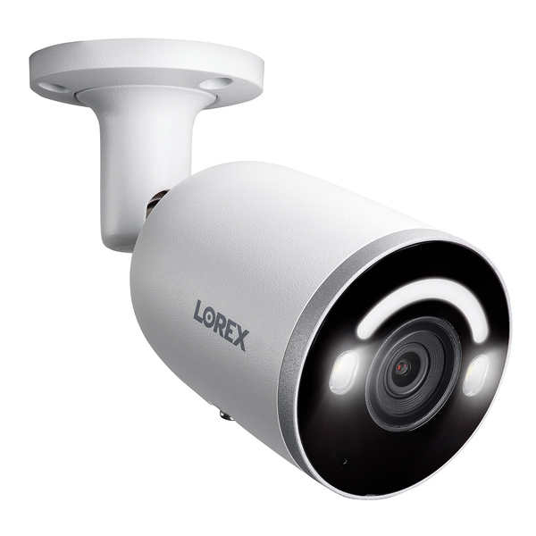Lorex E894AB-E IP Wired 4K AI Smart Security Bullet Camera with Smart Lighting and Smart Motion Detection (White)