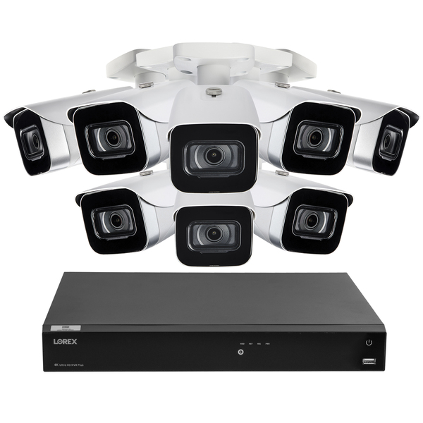 Lorex N864A64B-8CA8 Fusion 4K 8.0-MP 16-Camera-Capable (8 Wired, 8 Fusion Wi-Fi) 4-TB NVR System with 8 IP Bullet Cameras, N864A64B-8CA8