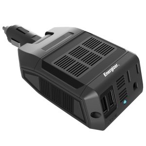 Energizer EN100 1-AC Outlet and 2-USB Port, 100-Continuous-Watt Car Power Inverter with Pivoting 12-Volt Adapter Plug, EN100