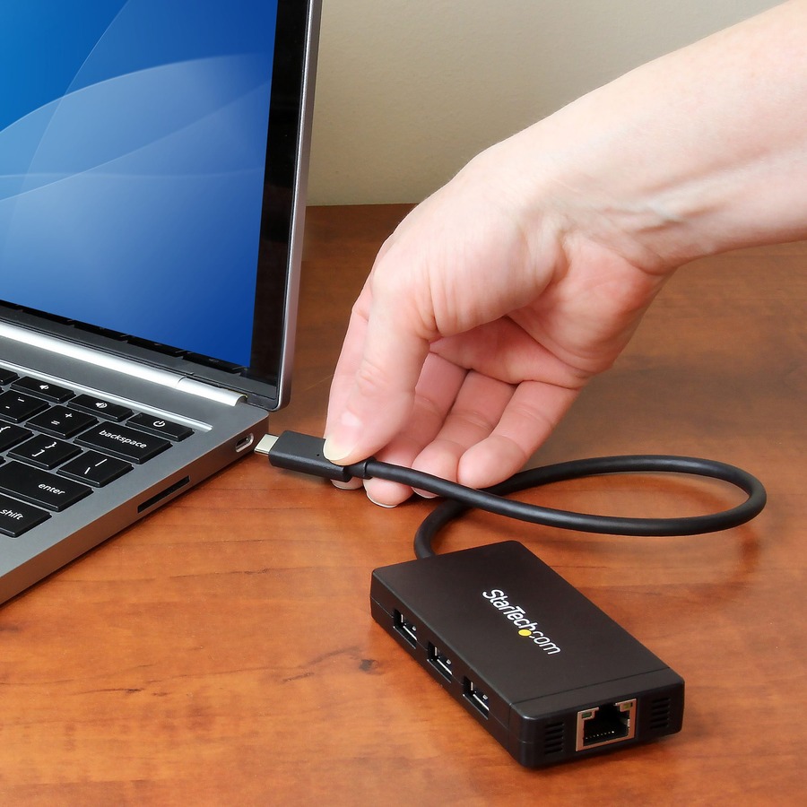 StarTech.com USB-C to Ethernet Adapter â€" Gigabit â€" 3 Port USB C to USB Hub and Power Adapter â€" Thunderbolt 3 Compatible - Image 6