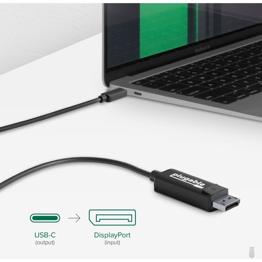 Plugable USB C to DisplayPort Adapter - 6ft (1.8m) Adapter Cable - Image 5