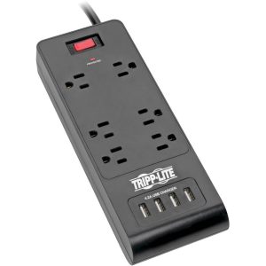 Eaton Tripp Lite Series 6-Outlet Surge Protector with 4 USB Ports (4.2A Shared) - 6 ft. (1.83 m) Cord, 900 Joules, Black