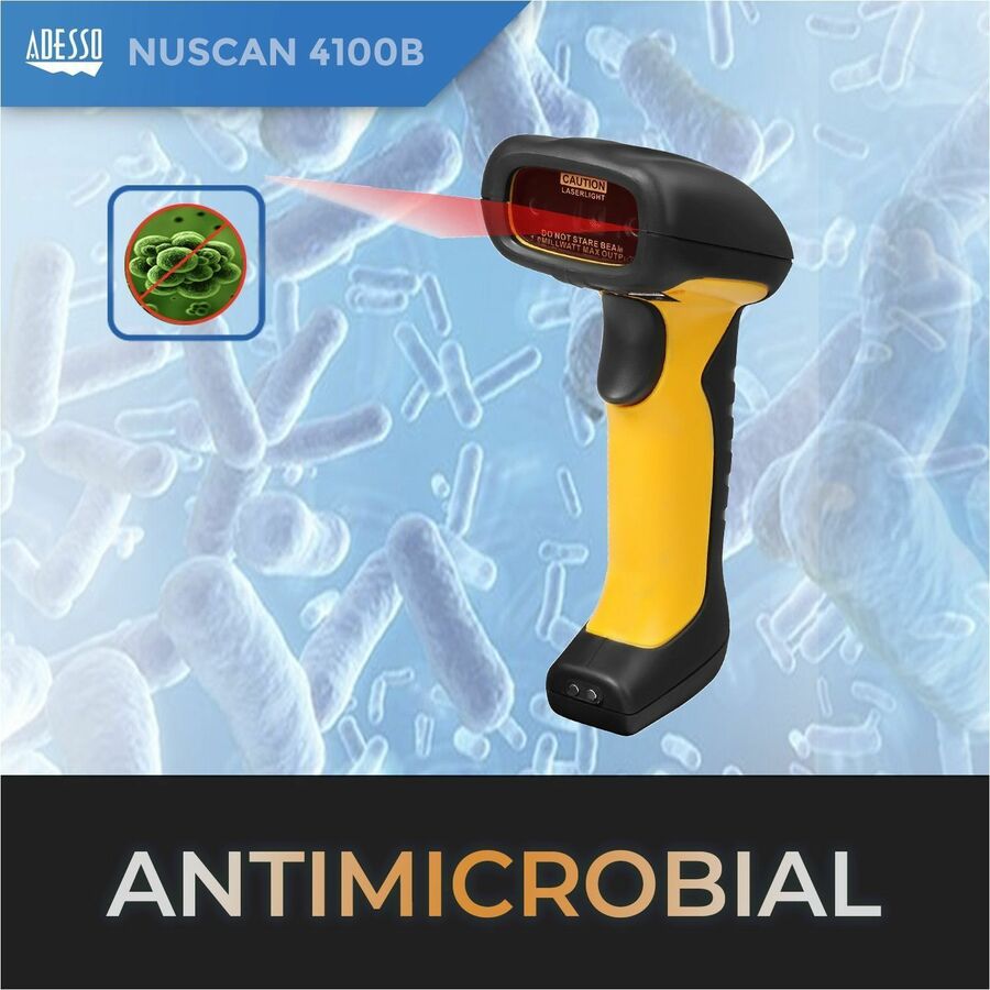 Adesso NuScan 4100B Bluetooth Antimicrobial Waterproof CCD Barcode Scanner - Image 4