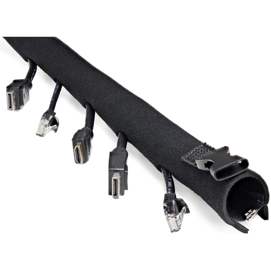 StarTech.com 40" Neoprene Cable Management Sleeve with Zipper/Buckle, Computer/PC Cord Cover, Flexible Cable Sleece/Organizer Wrap, Black - Image 4