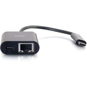 C2G USB C to Ethernet Multiport Adapter - Up to 60W PD - USB Type-C - Black