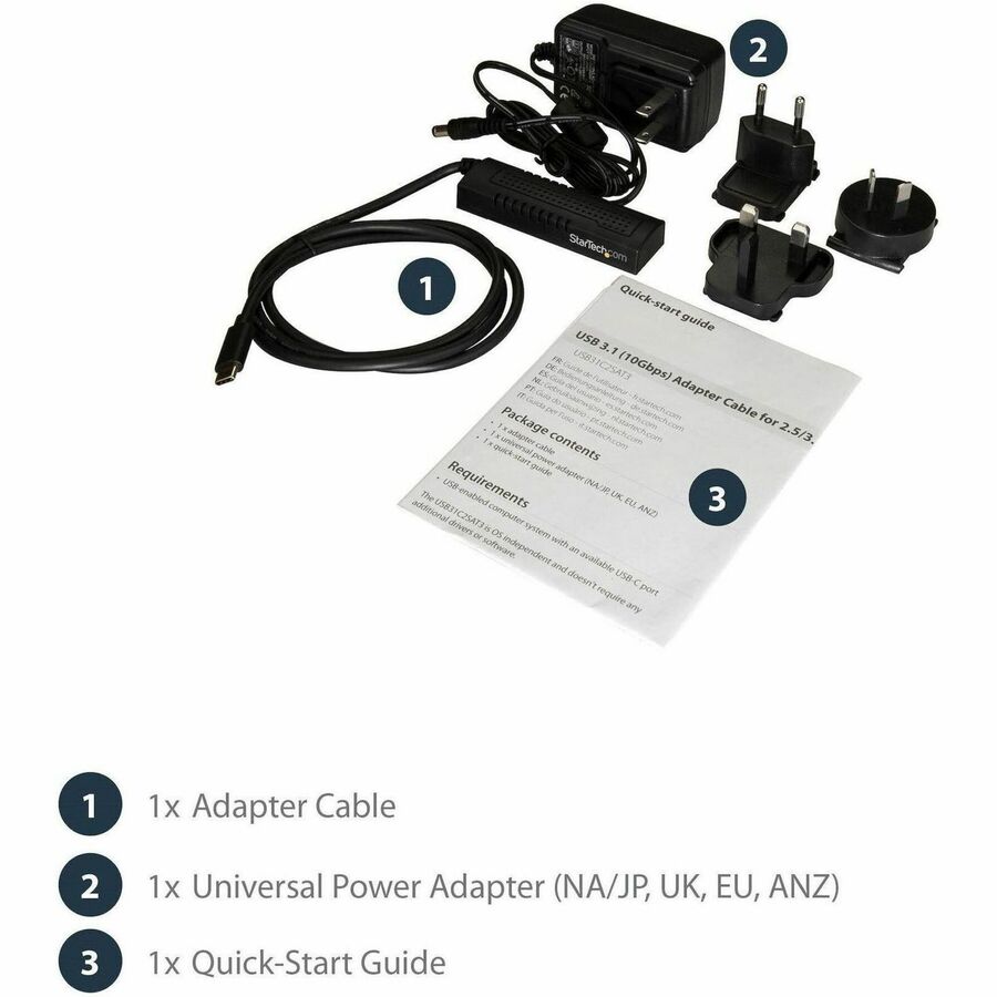 StarTech.com USB C to SATA Adapter Cable for 2.5"/3.5" SSD/HDD Drives - USB 3.1 (10Gbps) Hard Drive Adapter Cable - SATA USB adapter - Image 7