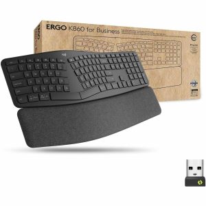 Logitech Ergo K860 Split Wireless Keyboard for Business - Ergonomic Design, Secured Logi Bolt Technology, Graphite