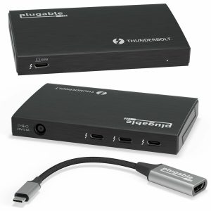 Plugable Thunderbolt 4 Hub, 4-in-1 Pure USB-C Design, Includes USB-C to 4K HDMI Adapter, Laptop Charging