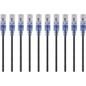 Monoprice 10-Pack, SlimRun Cat6A Ethernet Network Patch Cable, 10ft Black