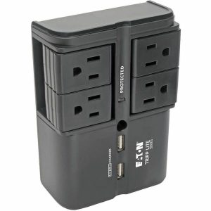 Eaton Tripp Lite Series Protect It! Surge Protector with 4 Rotatable Outlets, Direct Plug-In, 1080 Joules, 3.4A USB Charger
