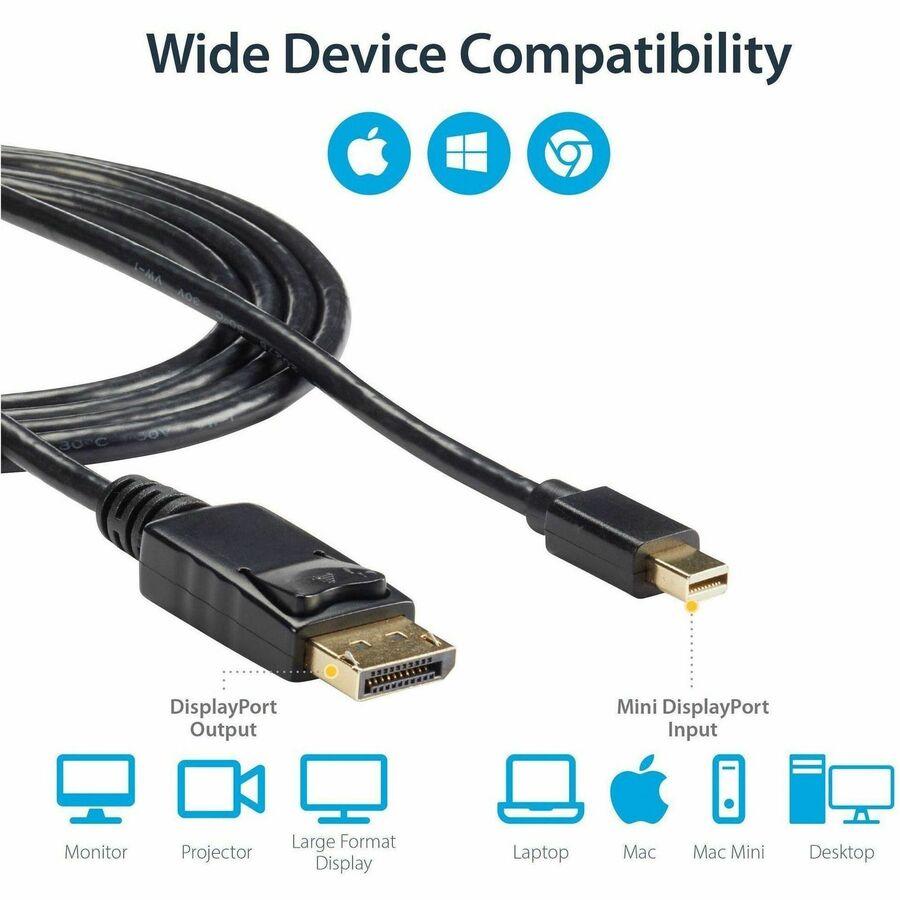 StarTech.com 6 ft Mini DisplayPort to DisplayPort 1.2 Adapter Cable M/M - DisplayPort 4k - Image 5