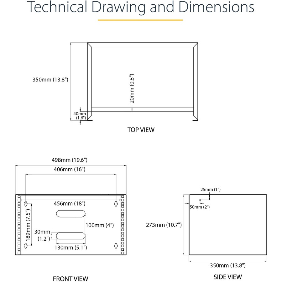 StarTech.com 6U Wall Mount Rack, 14in Deep, 19 inch Wall Mount Network Rack, Wall Mounting Patch Panel Bracket for Switch/IT Equipment - Image 2