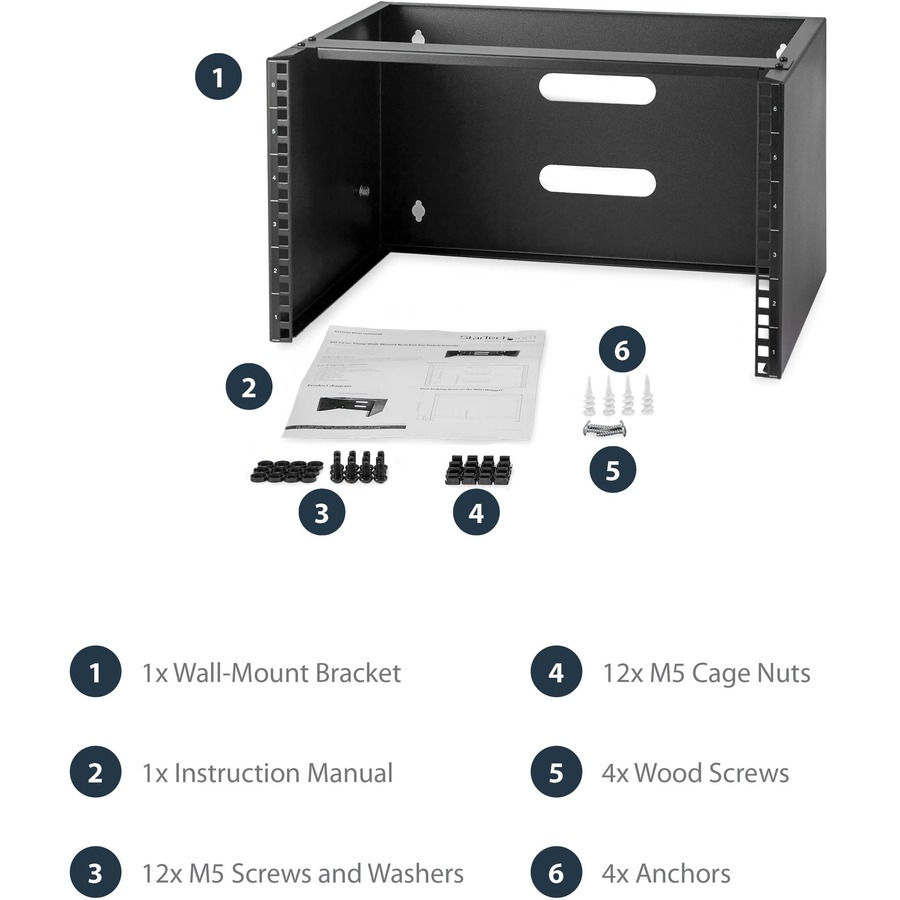 StarTech.com 6U Wall Mount Rack, 14in Deep, 19 inch Wall Mount Network Rack, Wall Mounting Patch Panel Bracket for Switch/IT Equipment - Image 8