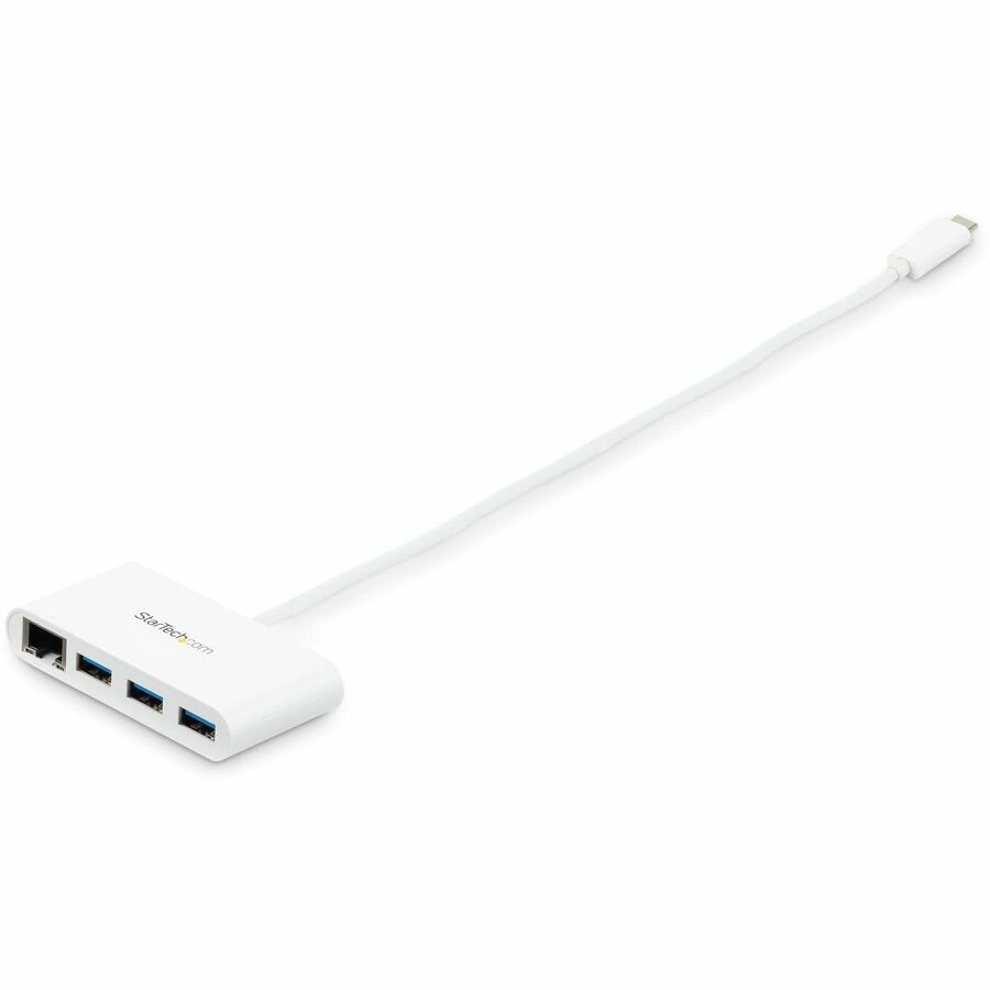 StarTech.com 3 Port USB C Hub with Gigabit Ethernet - USB-C to 3x USB-A - USB 3.0 - White - USB Hub with GbE - USB-C to USB Adapter - USB Type C Hub - Image 3