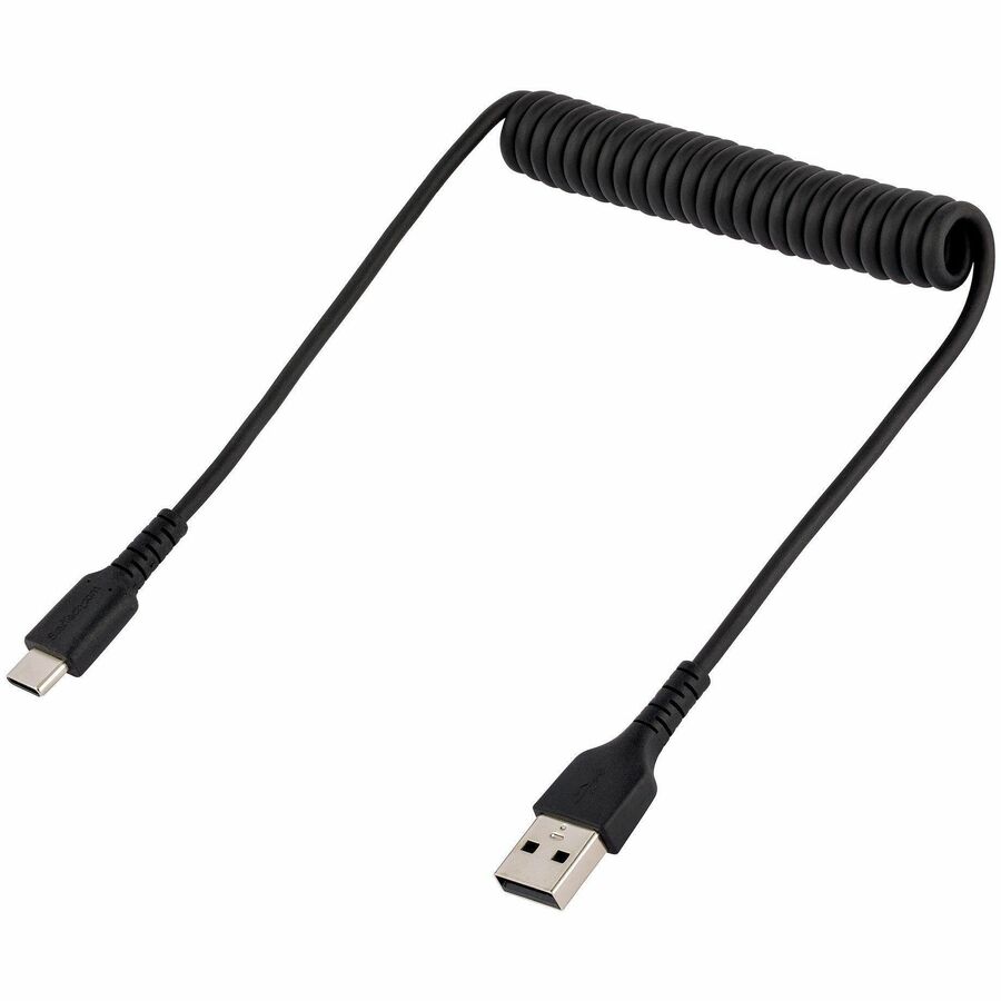 StarTech.com 20in (50cm) USB A to C Charging Cable, Coiled Heavy Duty USB 2.0 A to Type-C, Durable Fast Charge & Sync USB-C Cable, Black - Image 3