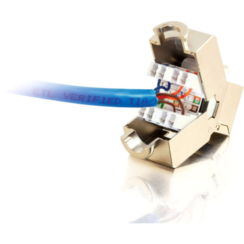 C2G 180 Degree Cat6 RJ45 UTP Shielded Keystone Jack - Silver - Image 3