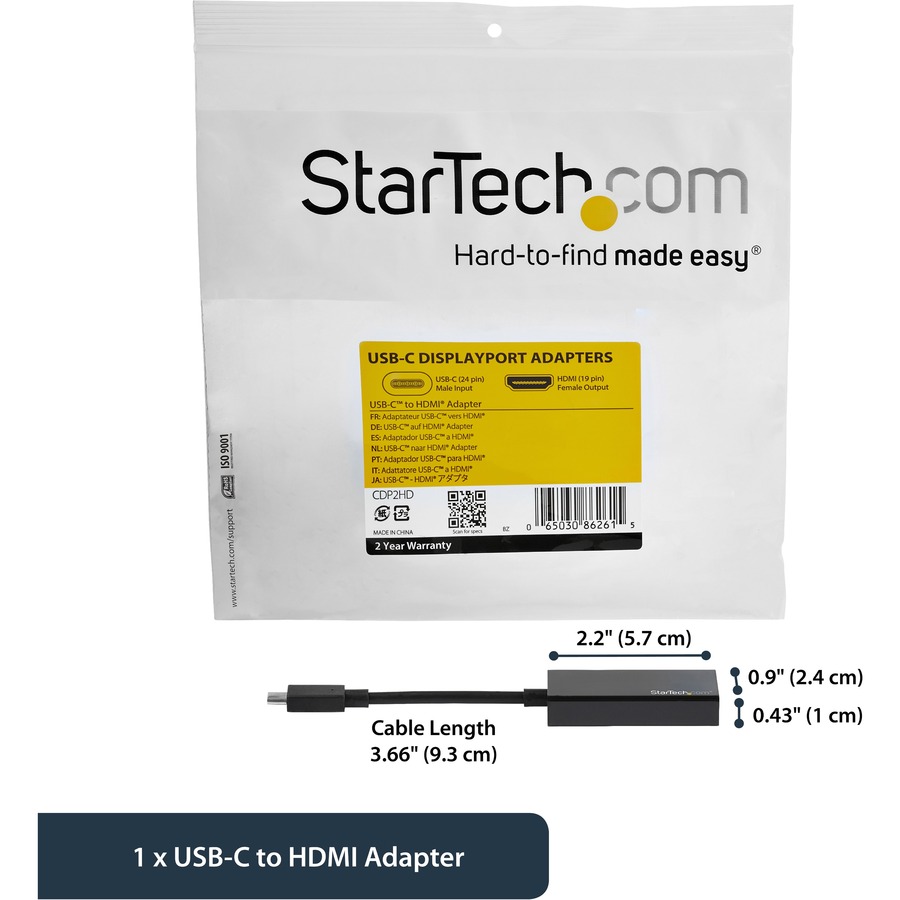 StarTech.com - USB-C to HDMI Adapter - 4K 30Hz - Black - USB Type-C to HDMI Adapter - USB 3.1 - Thunderbolt 3 Compatible - Image 8