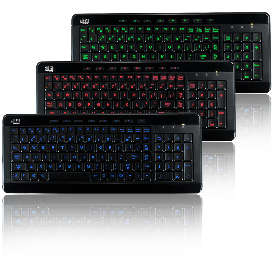 Adesso 3-Color Illuminated Compact Multimedia Keyboard - Image 3