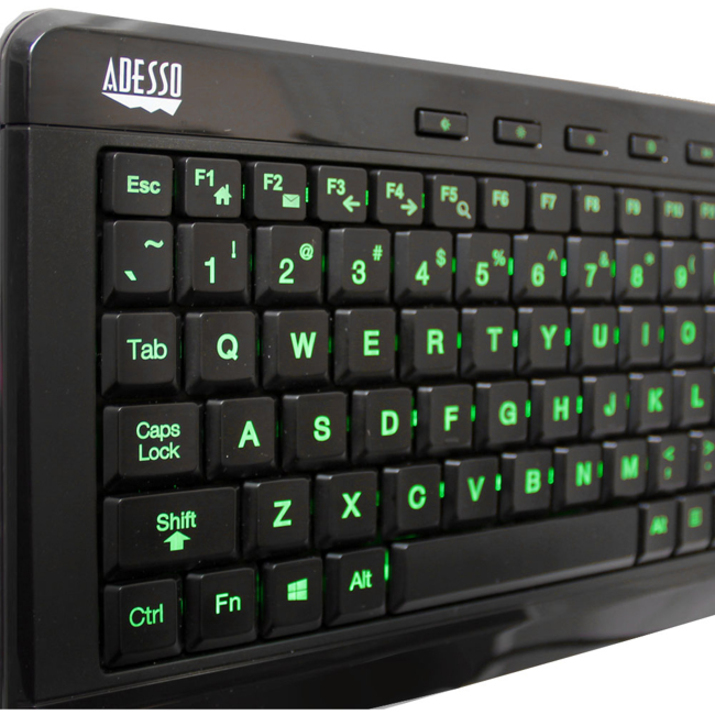 Adesso 3-Color Illuminated Compact Multimedia Keyboard - Image 4