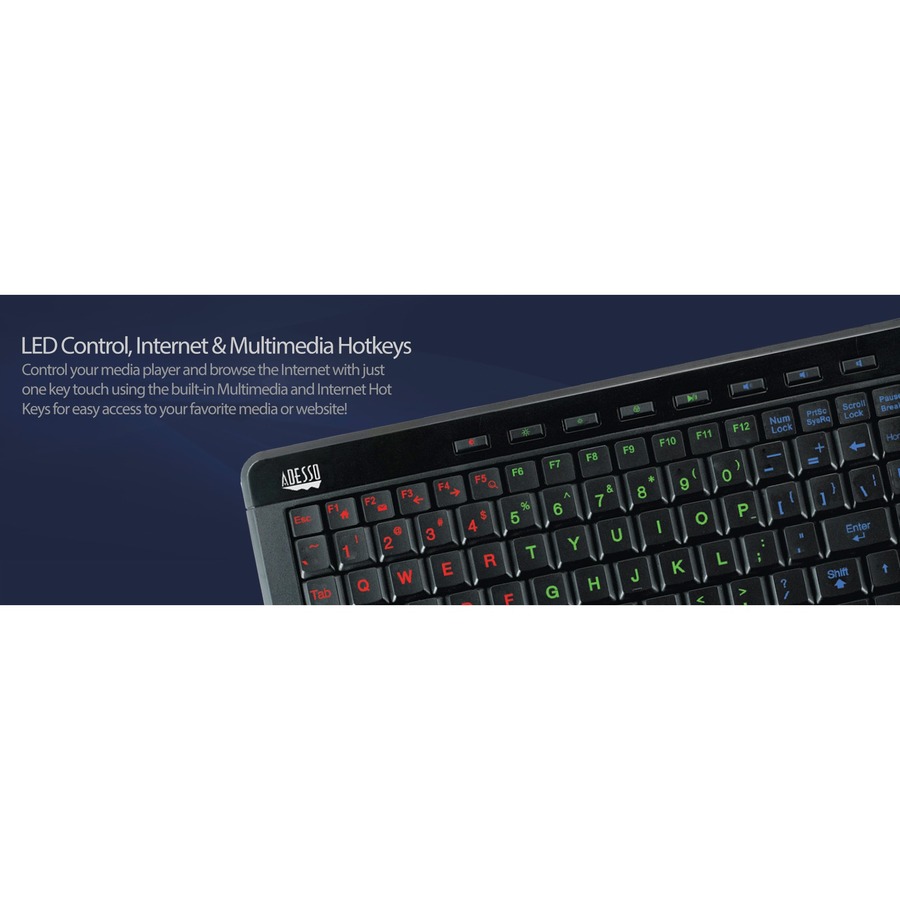 Adesso 3-Color Illuminated Compact Multimedia Keyboard - Image 7
