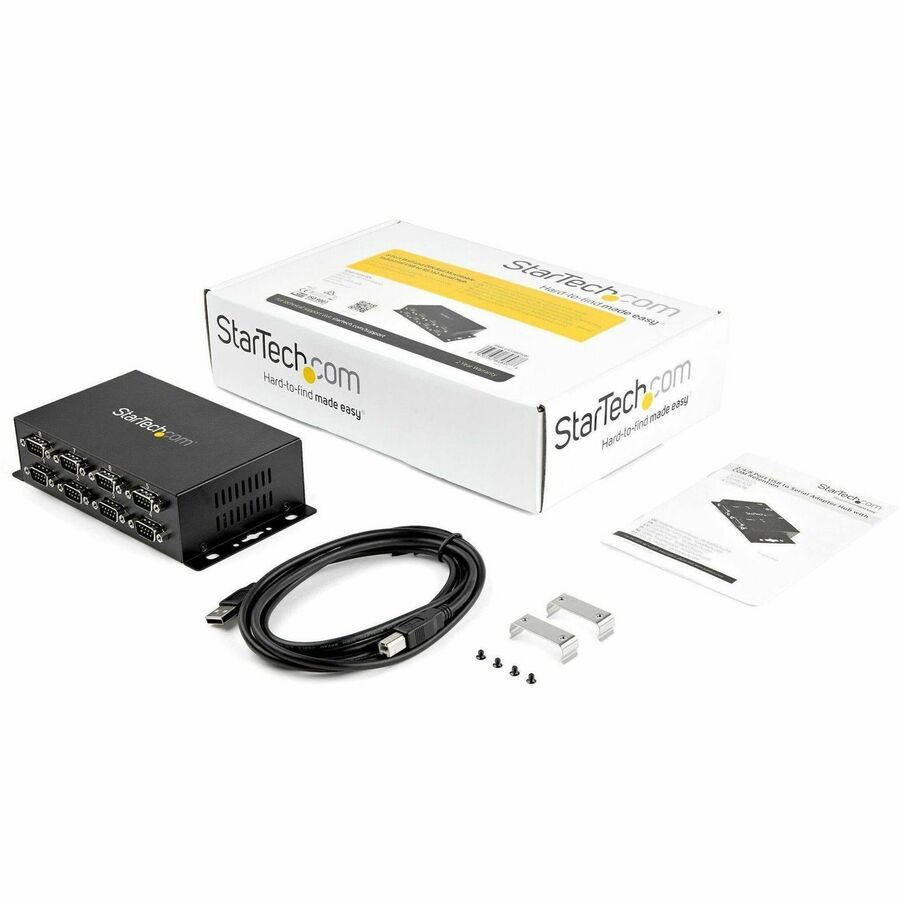 StarTech.com USB to Serial Adapter Hub â€" 8 Port â€" Industrial â€" Wall Mount â€" Din Rail â€" COM Port Retention â€" FTDI USB to RS232 - Image 4