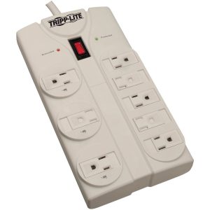 Eaton Tripp Lite Series Protect It! 8-Outlet Surge Protector, 25 ft. Cord with Right-Angle Plug, 1440 Joules, Diagnostic LEDs, Light Gray Housing