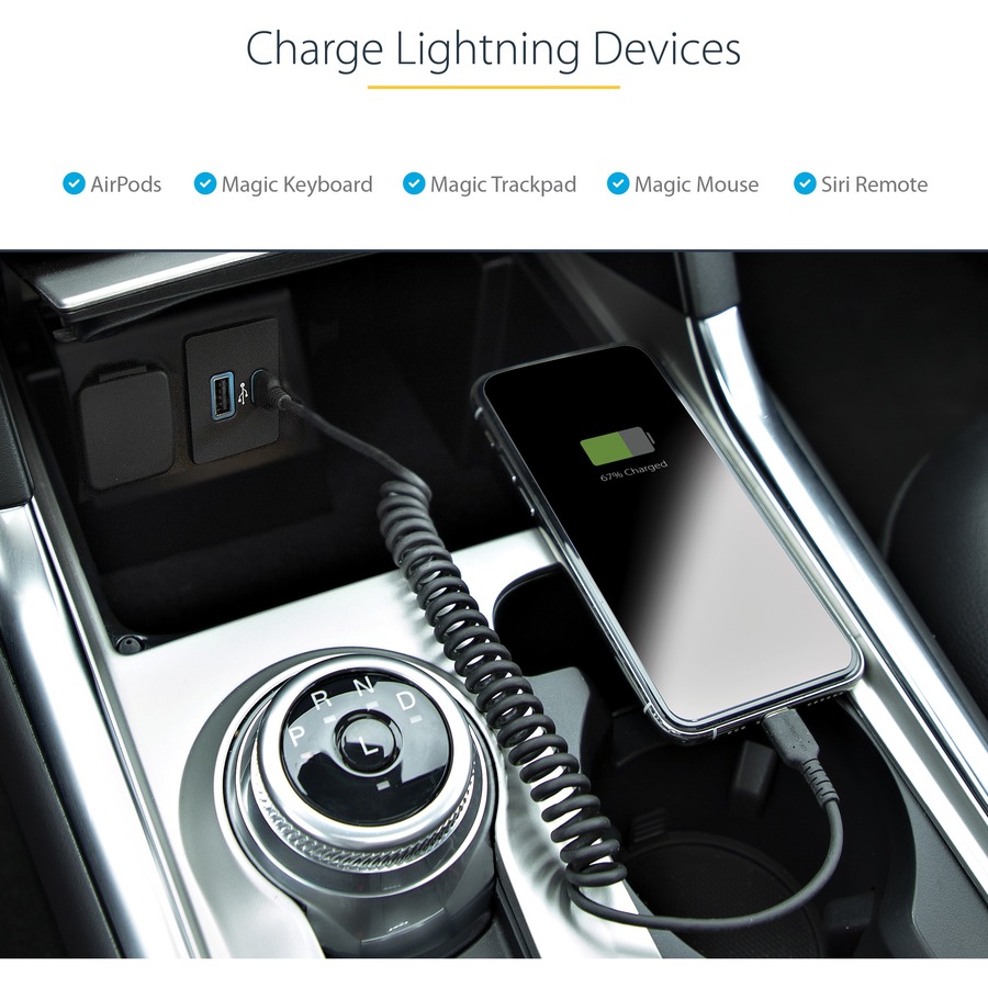 StarTech.com 1m (3ft) USB C to Lightning Cable, MFi Certified, Coiled iPhone Charger Cable, Black, Durable TPE Jacket Aramid Fiber - Image 7