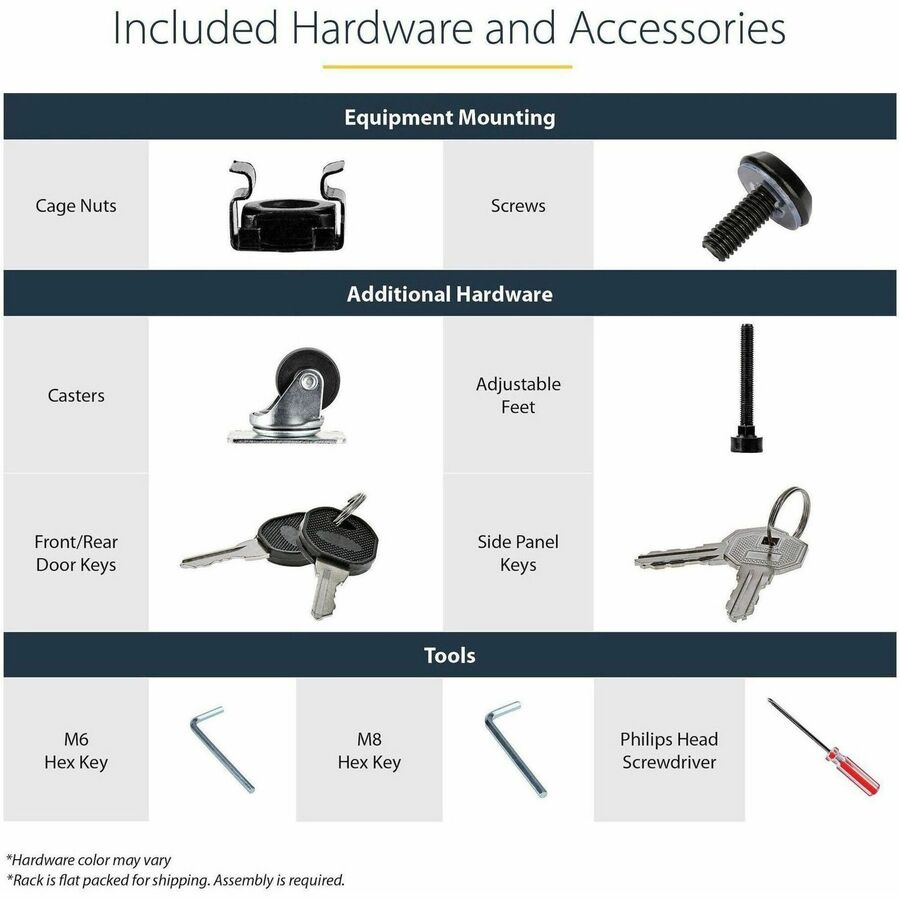StarTech.com 22U 36in Knock-Down Server Rack Cabinet with Caster - Image 6